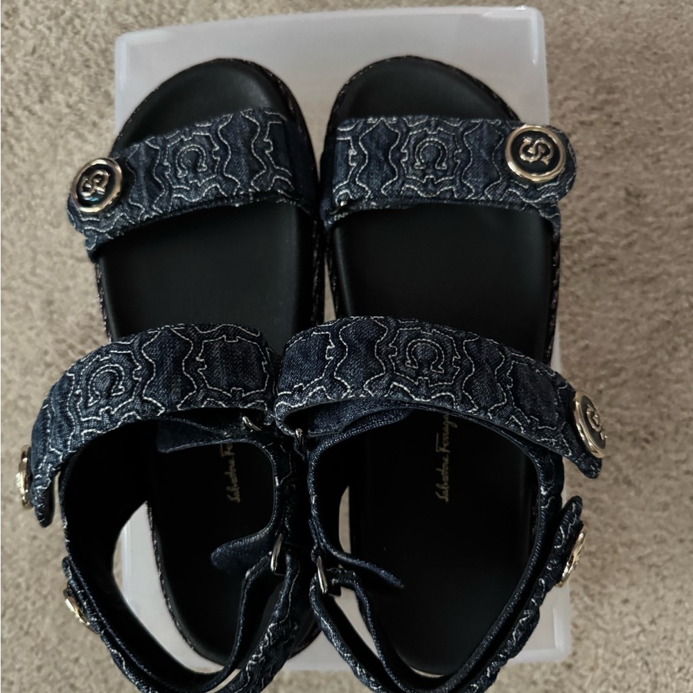 Salvatore Ferragamo Blue Denim Sandals Women 9 1/2